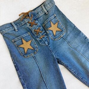 REVICE DENIM Western rodeo star cowboy bootcut lace up jeans size 26 cowgirl y2k